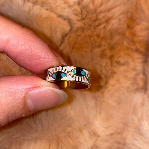 Gold and Blue Evil Eye Design Ring